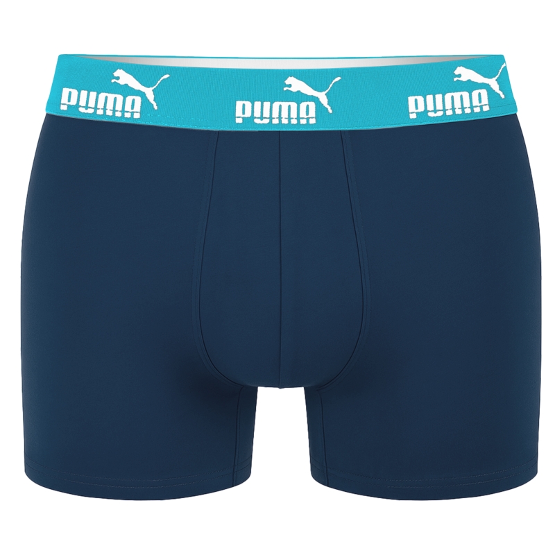 Niebieskie bokserki męskie Puma z niebieską gumą