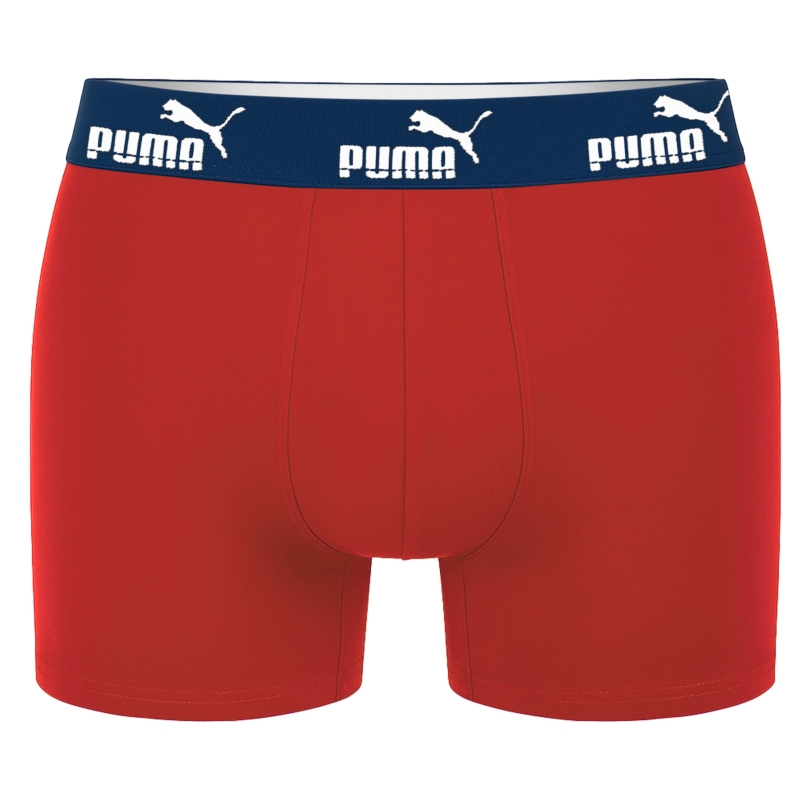 Czerwone bokserki męskie Puma z niebieską gumą
