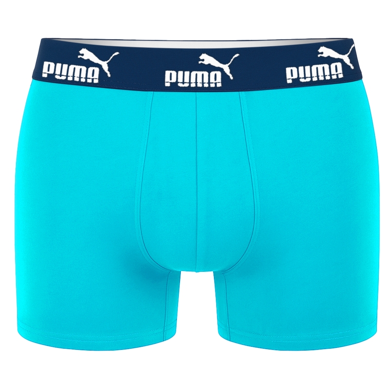 Niebieskie bokserki męskie Puma z granatową gumą