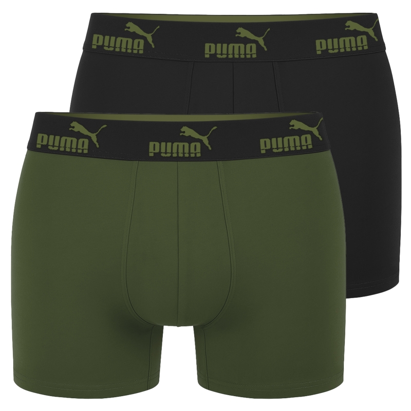 Puma bokserki zielone i czarne z oliwkową gumą