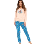 Cornette Piżama Damska Komplet Długi Rękaw Nadruk Paris Bawełna