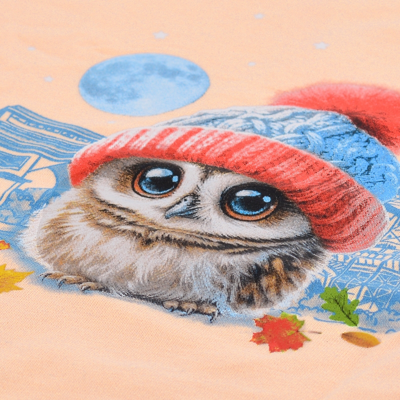 Cornette piżama – nadruk sowy z czapką na bluzce
