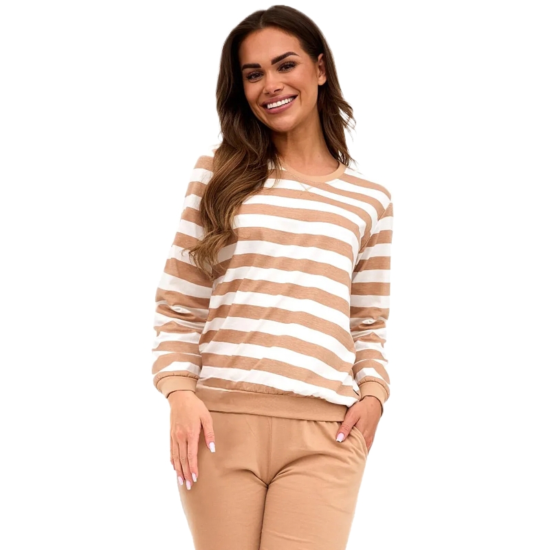 Cornette piżama damska w beżowe paski – komplet