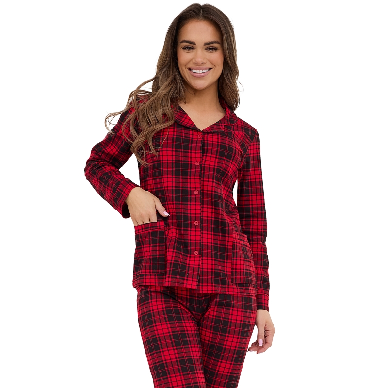 Cornette piżama damska w czerwoną kratę – komplet
