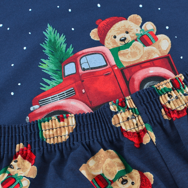 Cornette piżama – nadruk misia w ciężarówce z prezentem