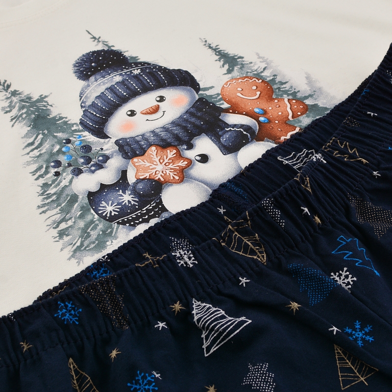 Cornette piżama – zimowy nadruk bałwanka i pierniczka