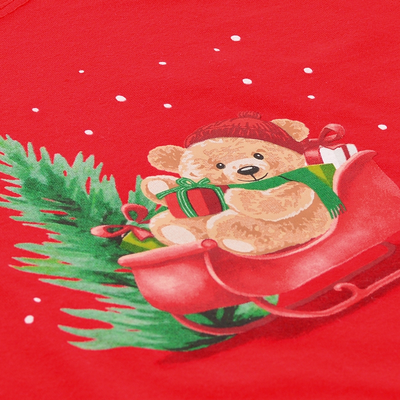 Cornette piżama – nadruk świąteczny z misiem i saniami