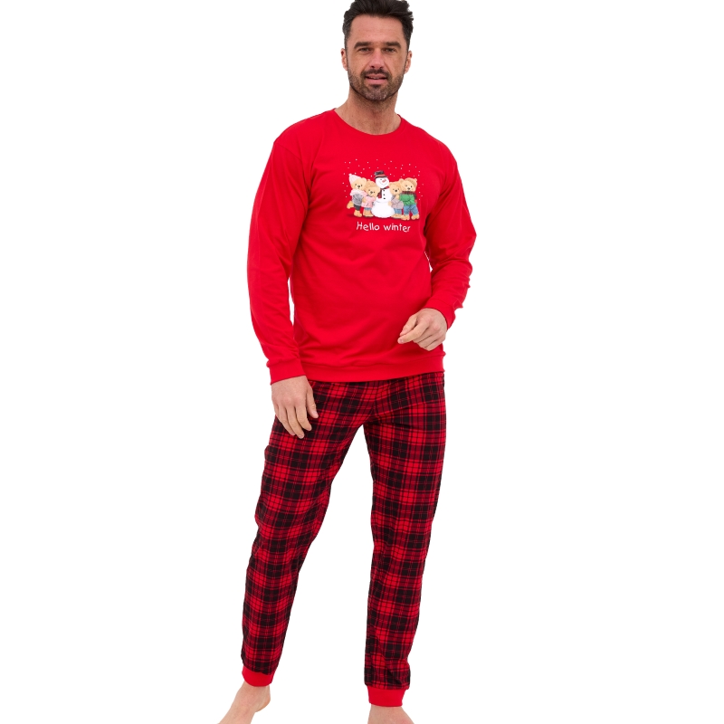 Cornette Piżama Męska Świąteczna Długi Rękaw Nadruk Zima Model