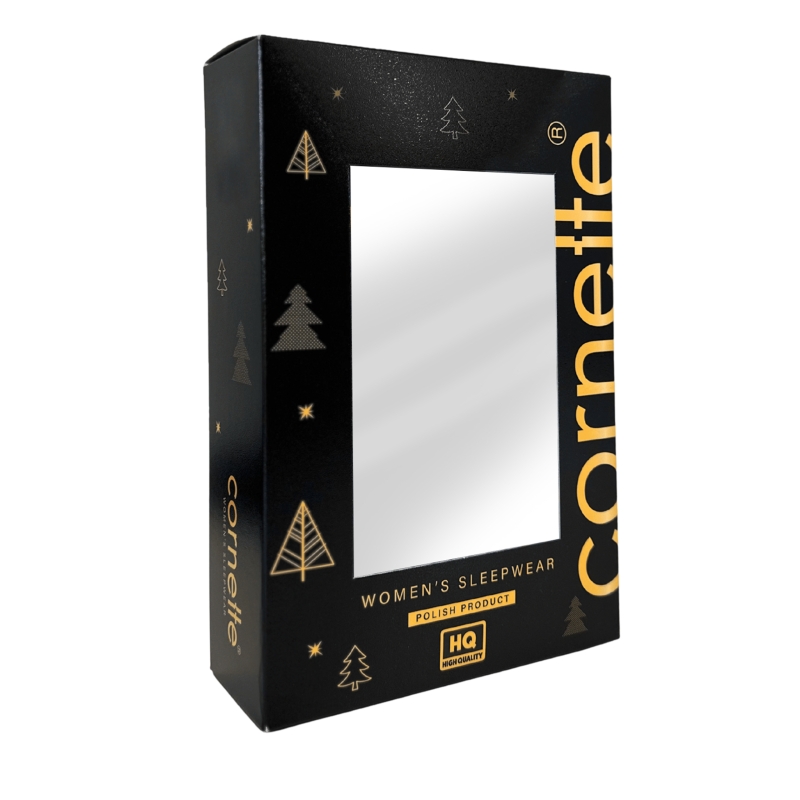 Cornette piżama – czarne opakowanie z okienkiem i złotym logo