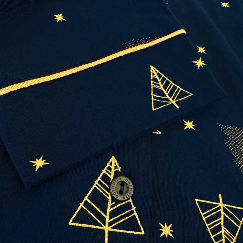 Cornette piżama – mankiet rękawa z choinkowym wzorem