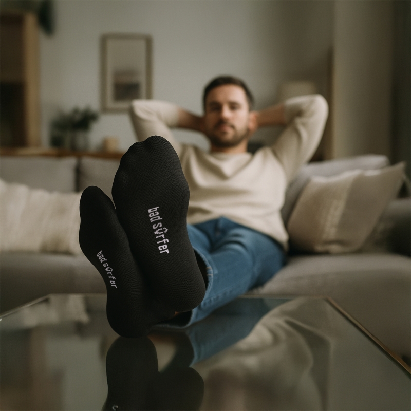 Skarpety męskie bad surfer – logo na podeszwie