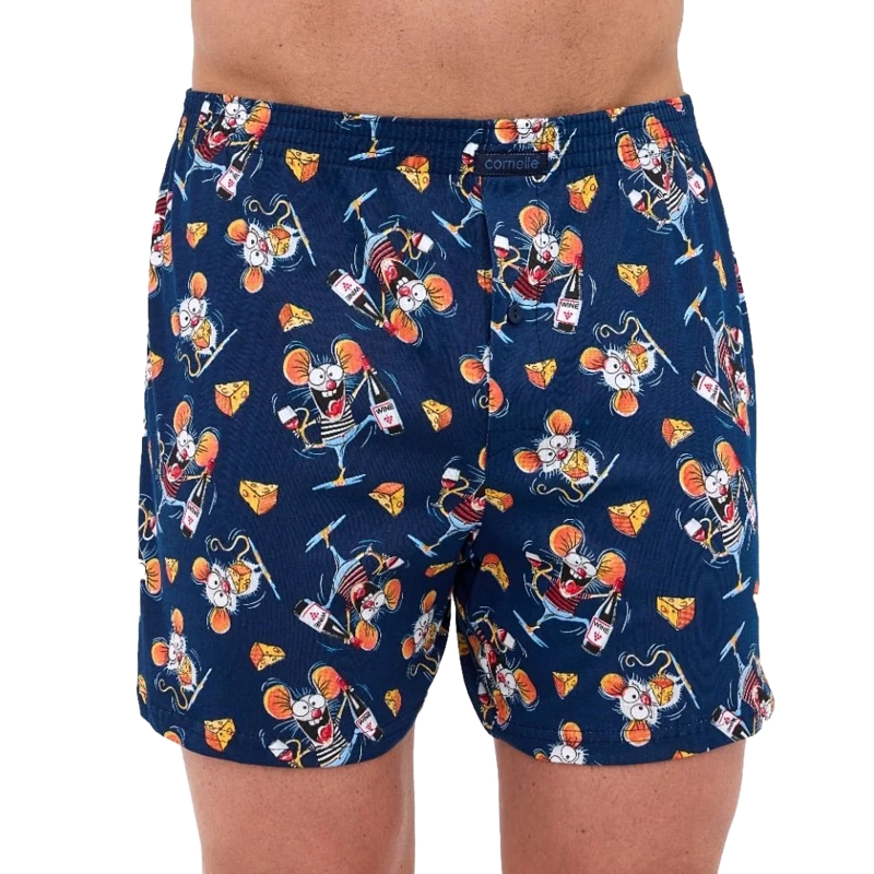 Luźne bokserki męskie Cornette – 3-pak w kolorze niebieskim. Oddychająca bawełna i klasyczny komfort