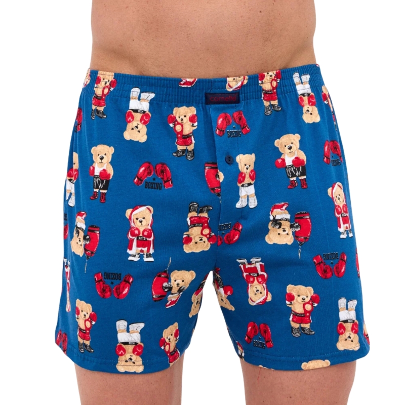 Bokserki Cornette z misiami bokserami na niebieskim tle