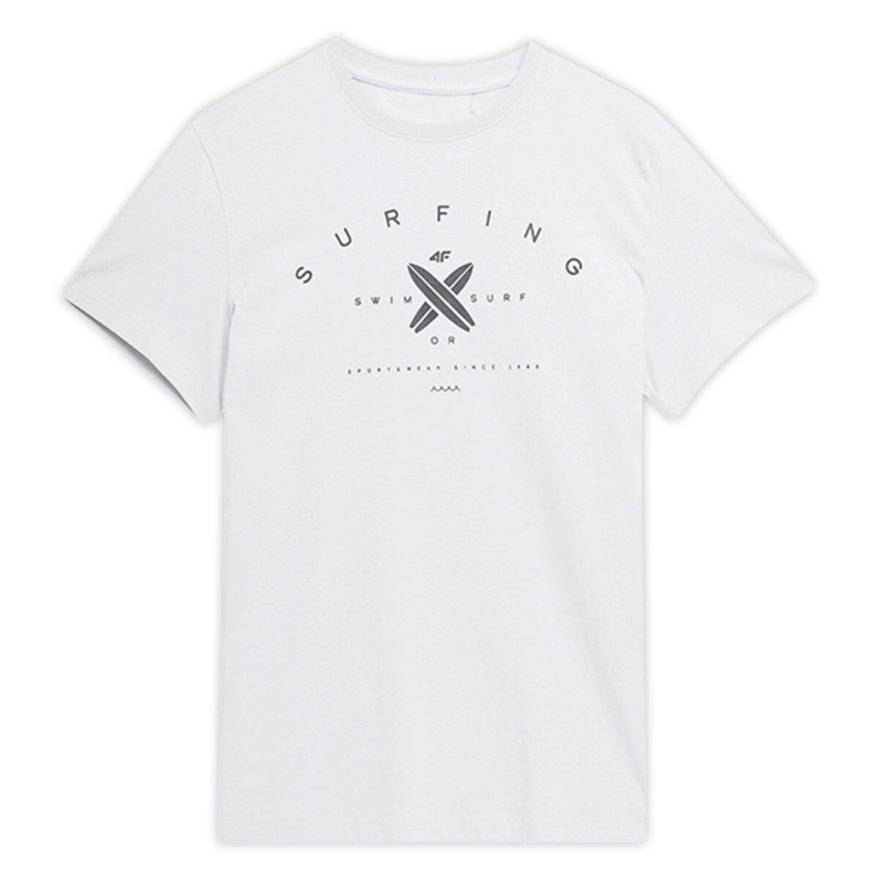 Przód białej koszulki męskiej 4F