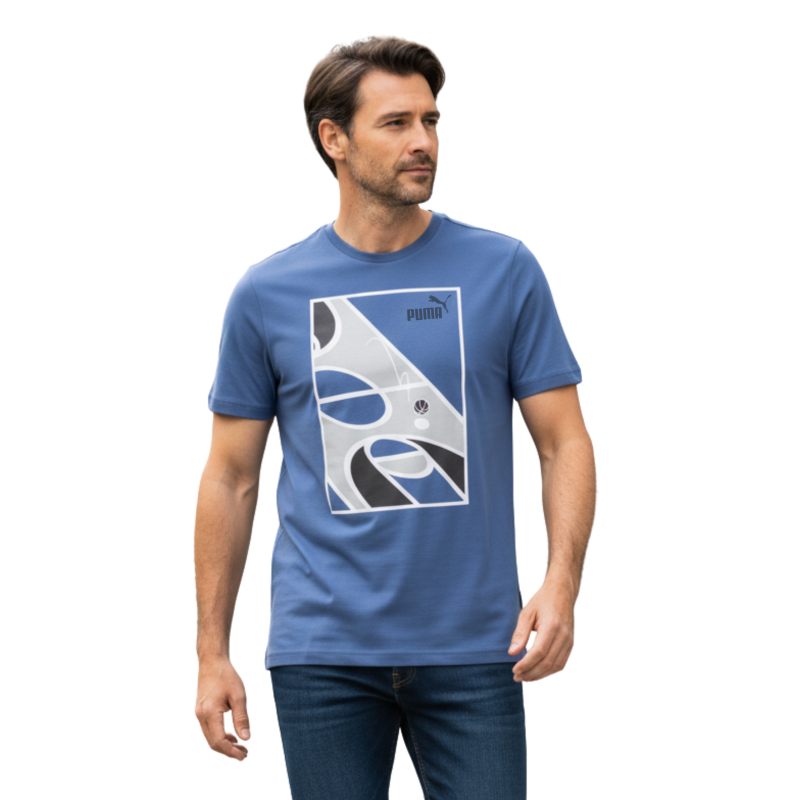 PUMA Koszulka Męska T-SHIRT 674481 Niebieska Model