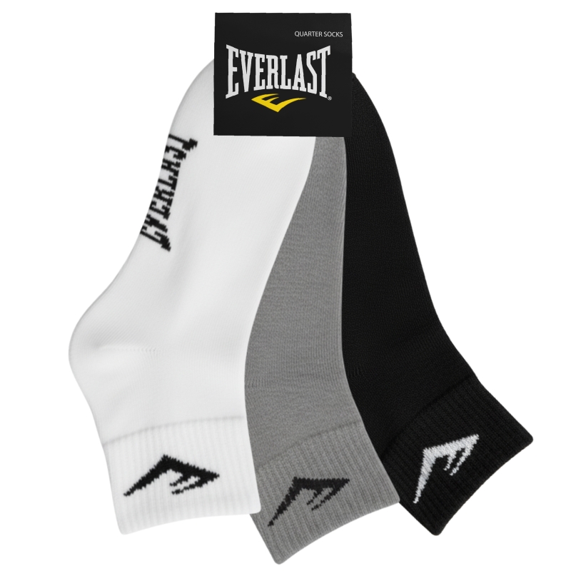 Zestaw 3 par męskich skarpet Everlast zakostki bawełniane w opakowaniu, kolory biały, szary, czarny