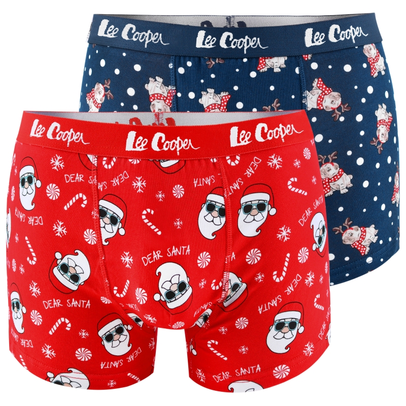 Czerwone i granatowe świąteczne bokserki męskie Lee Cooper