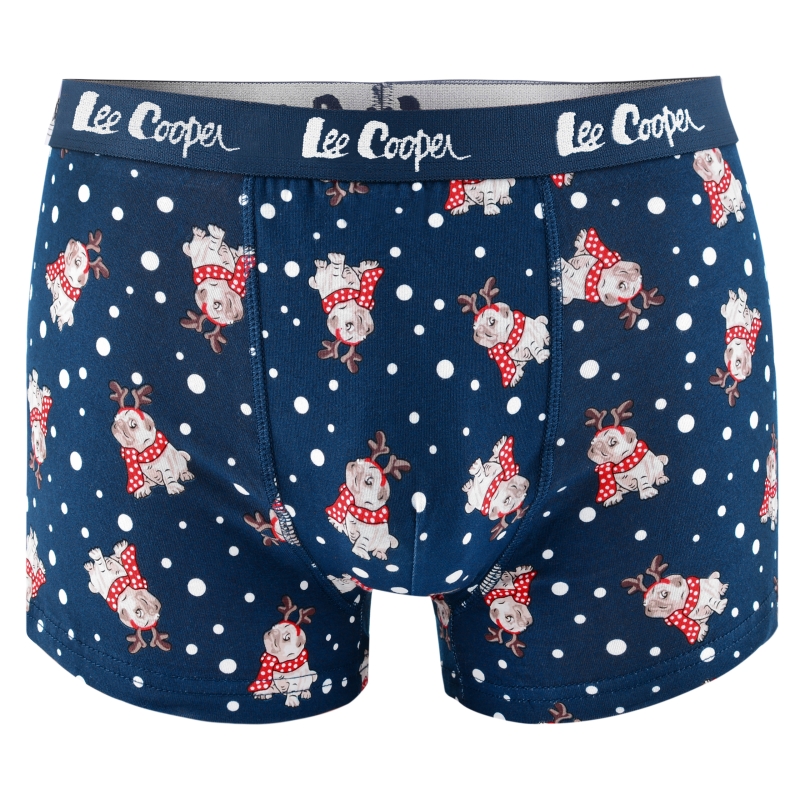 Granatowe bokserki Lee Cooper z reniferami i śnieżkami