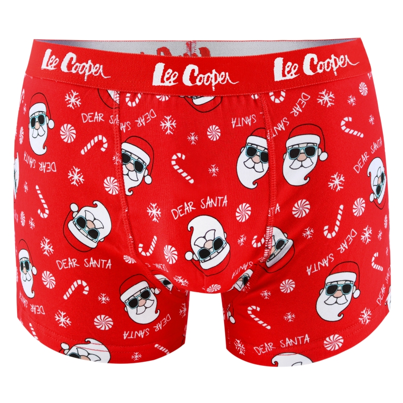 Czerwone bokserki Lee Cooper z reniferami i śnieżkami