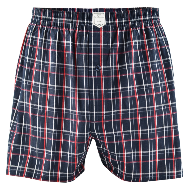 Granatowe bokserki Lee Cooper w czerwoną i białą kratę