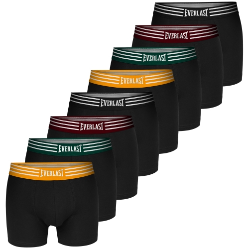 Everlast Bokserki Męskie 8 sztuk Zestaw Bawełna Czarne Kolor Guma Retro