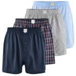 Lee Cooper Bokserki Męskie Luźne 4 sztuki Zestaw Bawełna Kratka Granat