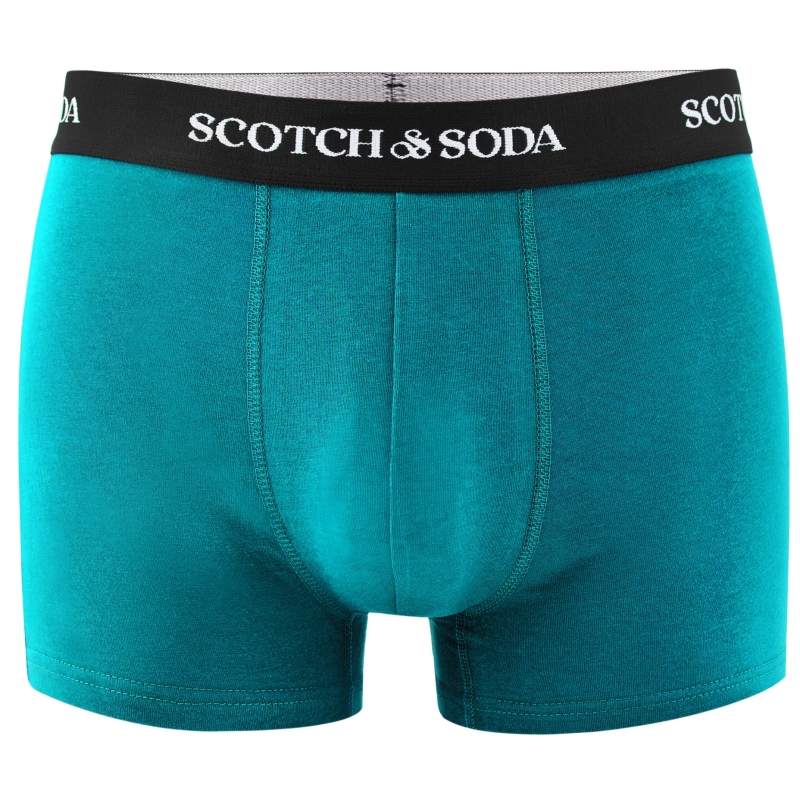 Scotch & Soda bokserki męskie gładkie turkusowe z czarną gumą