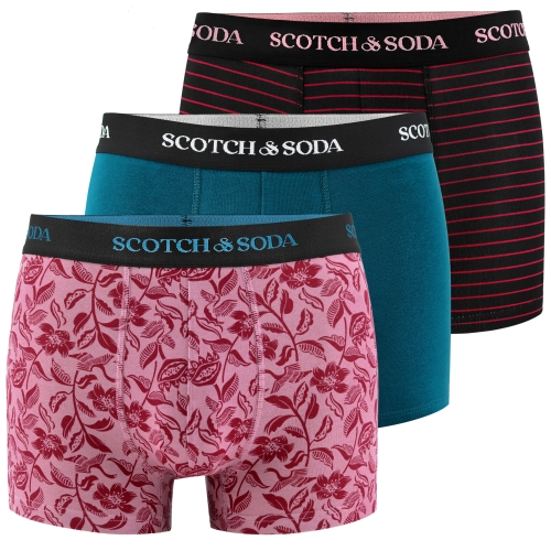SCOTCH&SODA Bokserki Męskie 3 sztuki Bawełna Paski Wzór Czerwony