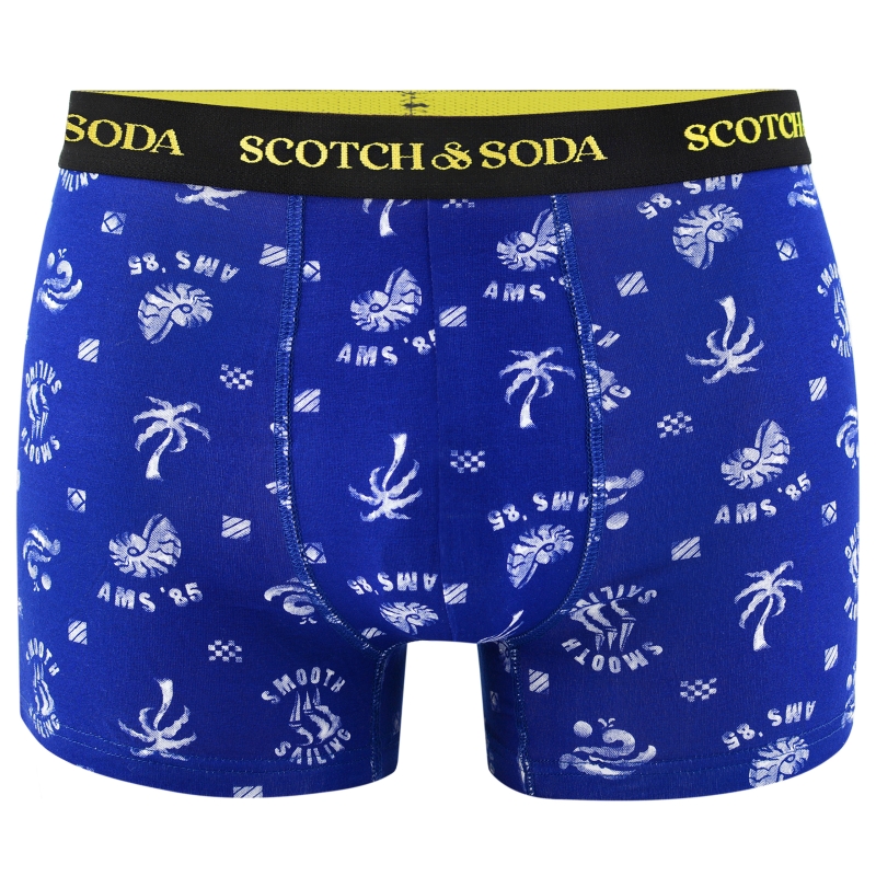 Bokserki męskie Scotch&Soda niebieskie w tropikalny wzór