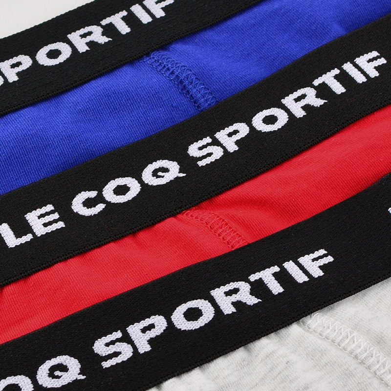 Trzy kolory bokserek Le Coq Sportif z czarną gumą