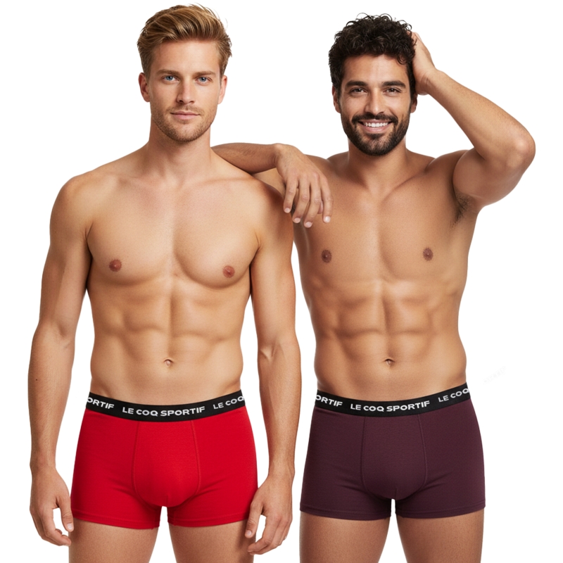 Bokserki męskie Le Coq Sportif bordowe i czerwone Model