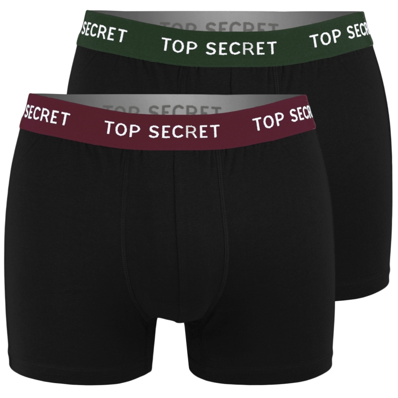 Czarne bokserki Top Secret z bordową i zieloną gumą