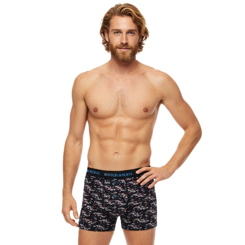Bokserki męskie Scotch&Soda czarne z kolorowym wzorem na Model