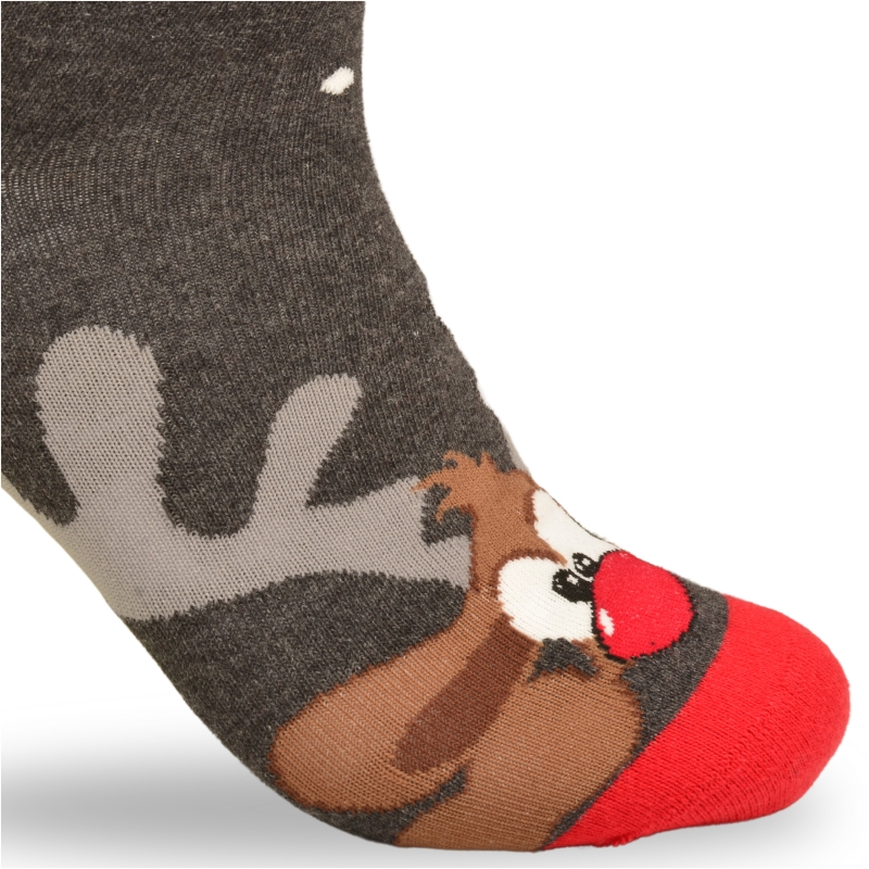 Renifer z czerwonym nosem na brązowej skarpecie Lee Cooper