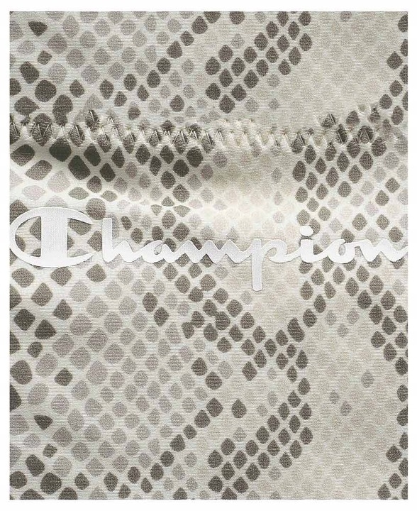 Białe logo Champion na wzorze skóry węża