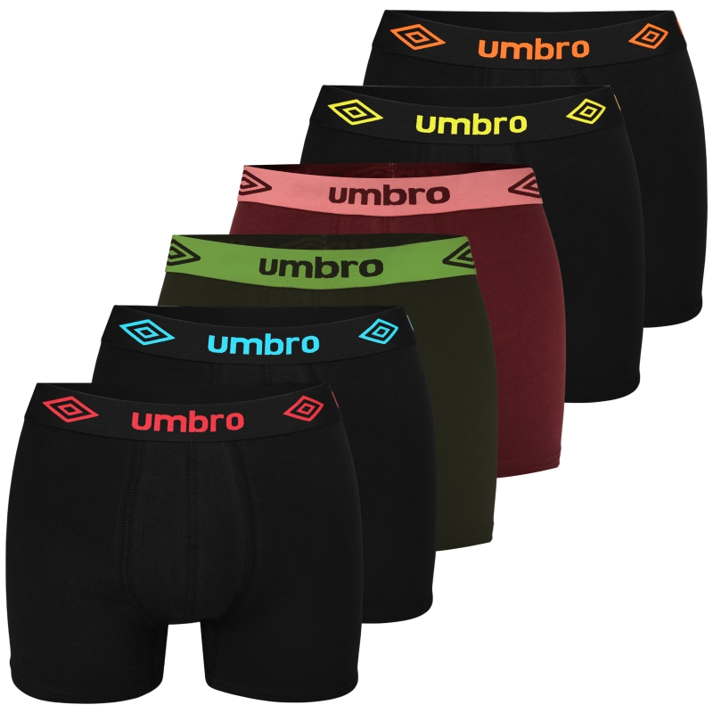 Zestaw 6 bokserek męskich UMBRO w mixie kolorów z miękkiej bawełny