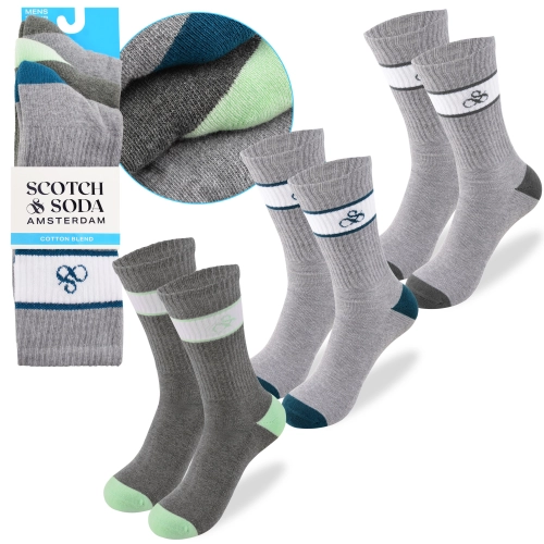 SCOTCH&SODA Skarpety Męskie Długie 3 Pary Bawełna Szare Kolor Mix