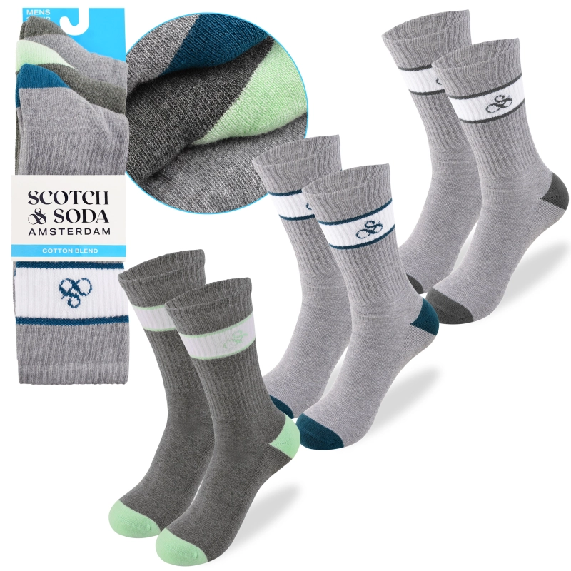 SCOTCH&SODA Skarpety Męskie Długie 3 Pary Bawełna Szare Kolor Mix