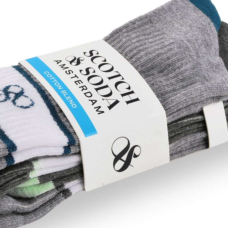 Opakowanie skarpet męskich Scotch and Soda szarych z kolorowymi akcentami