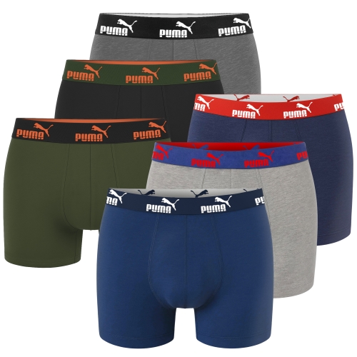 Puma Bokserki Męskie 6 sztuk Majtki Bawełna Khaki Navy Mix