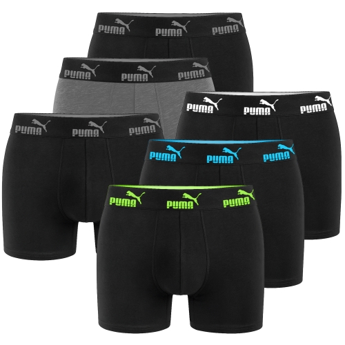 Puma Bokserki Męskie 6 sztuk Majtki Bawełna Black Logo Mix