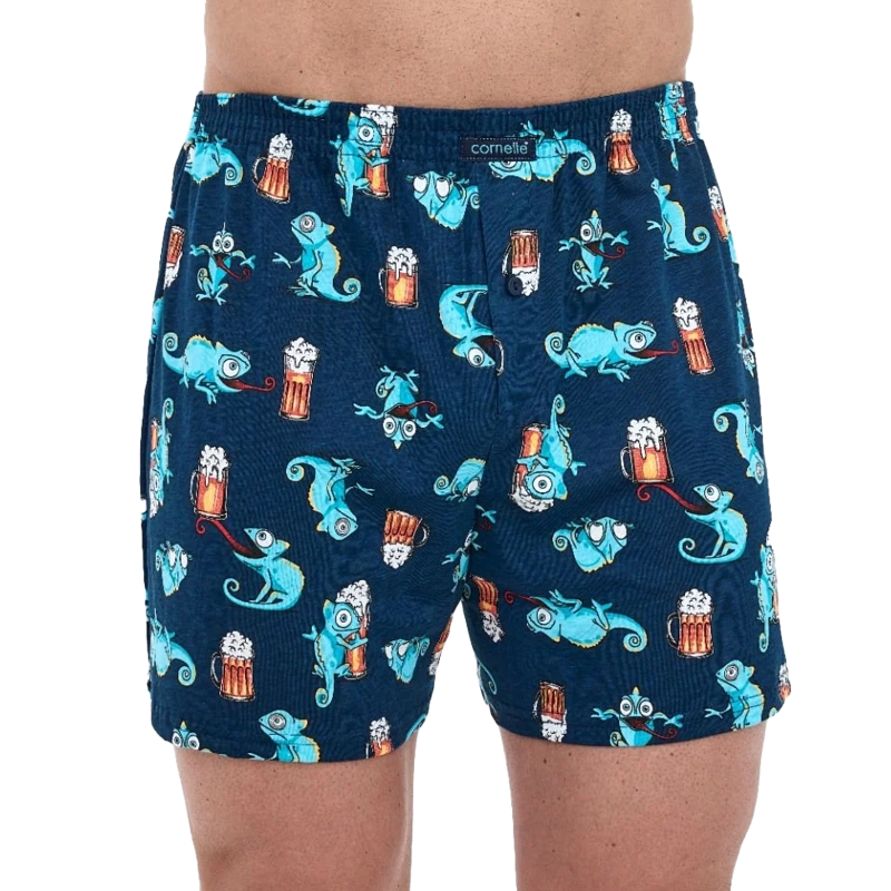 Bokserki męskie Cornette granatowe z kameleonem i piwem