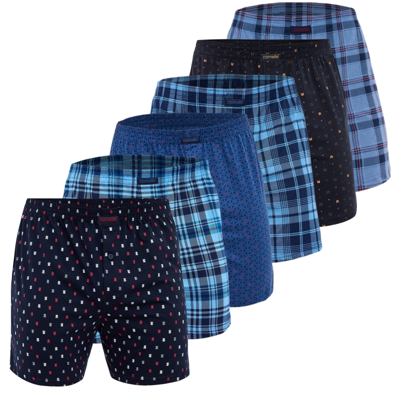 Komplet bokserek męskich Cornette w granatowo-niebieskich wzorach