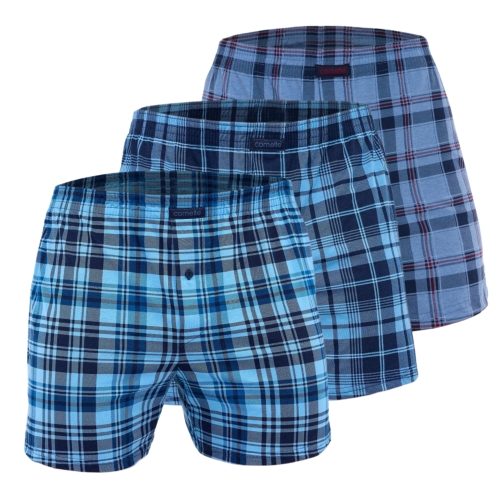 Cornette Bokserki Luźne Bawełniane Niebieski Comfort 3 sztuki