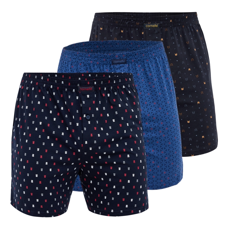 Komplet bokserek męskich Cornette w granatowych wzorach