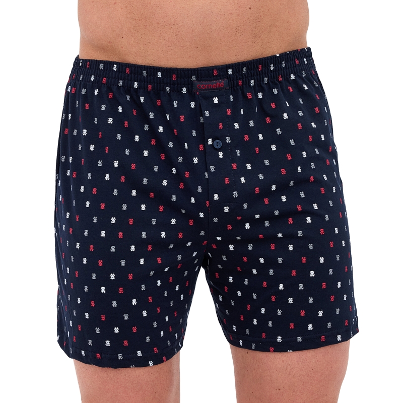 Bokserki męskie Cornette granatowe z czerwono-białym mikrowzorem