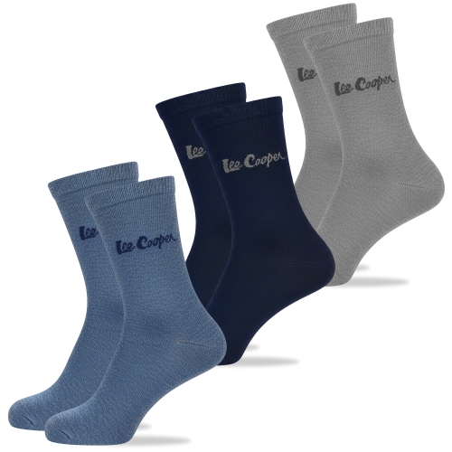 Lee Cooper Skarpety Męskie 3 pary Długie Bawełna Logo Niebieskie