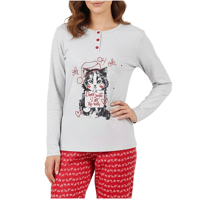 Góra piżamy damskiej Infiore szara z nadrukiem