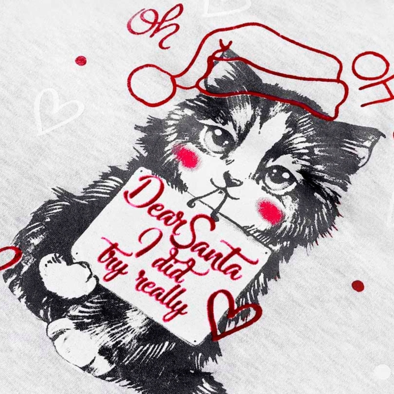 Nadruk kota na piżamie damskiej Infiore