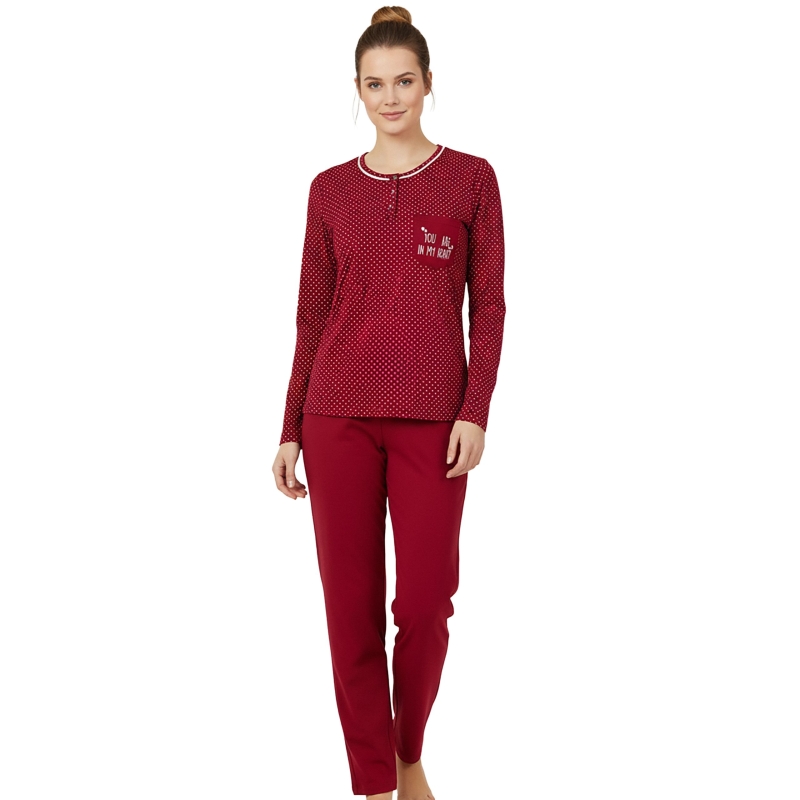 Infiore piżama damska granatowa w drobne kropki Model